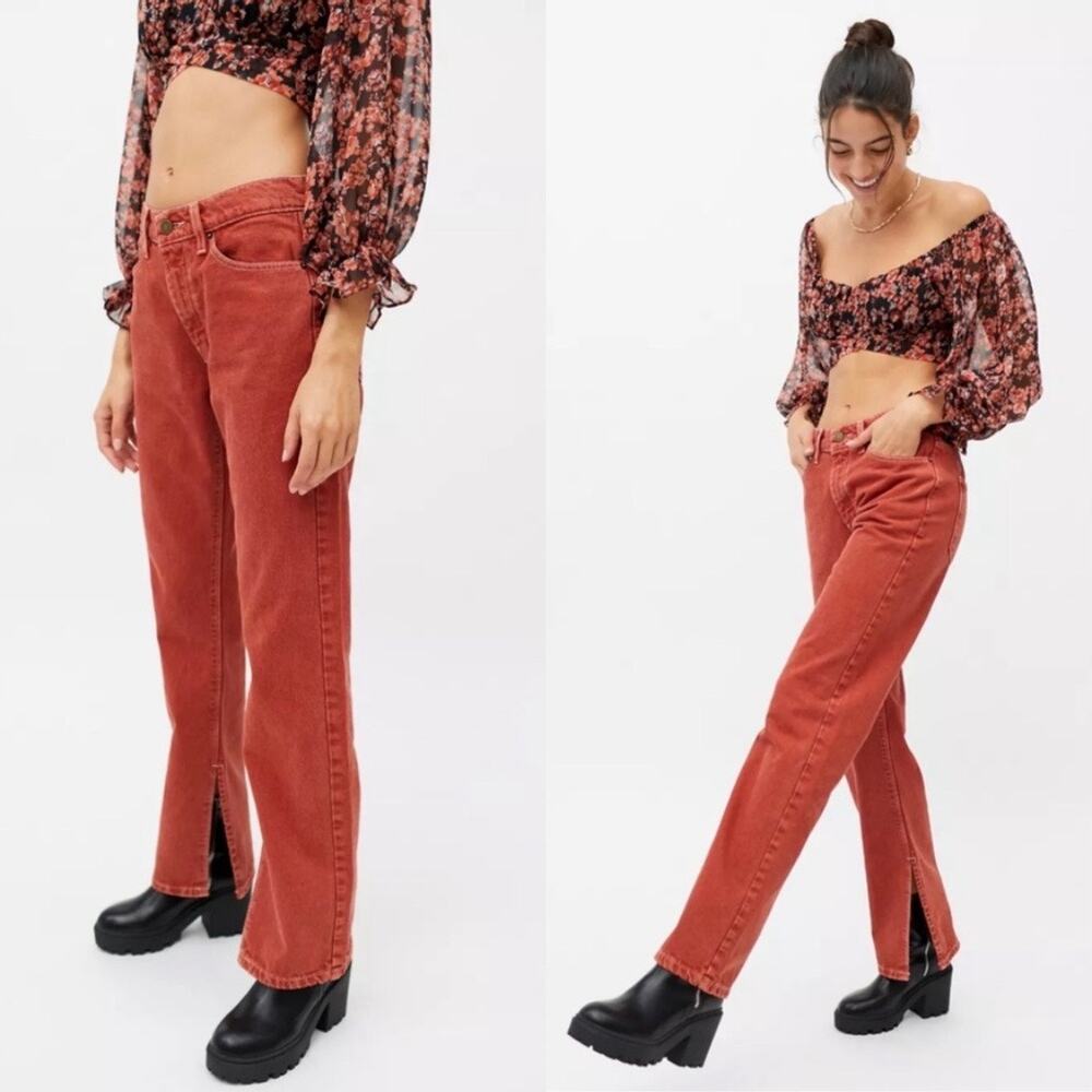 BDG Adalyn High Waisted Rust Split Hem Jeans Size 26‎ Boho Western Cowboy Core